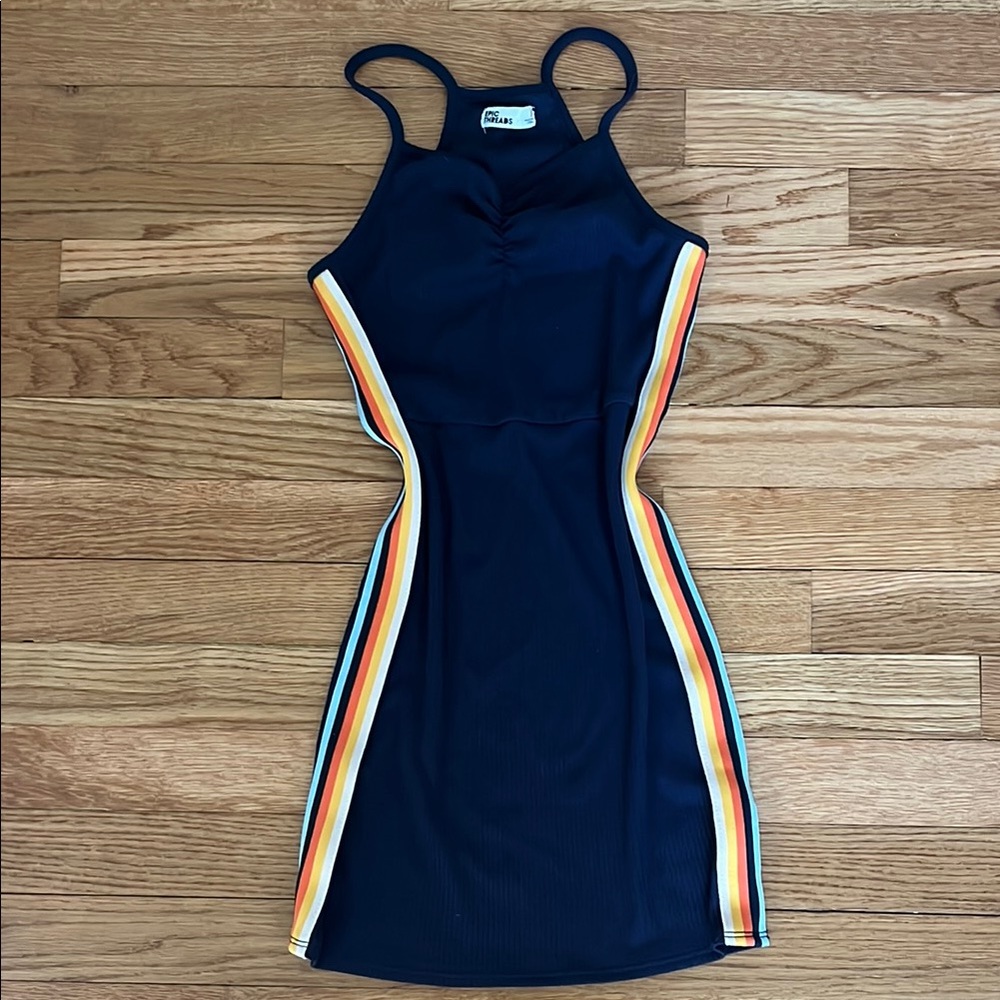 Epic Threads Navy Dress with Rainbow Stripes